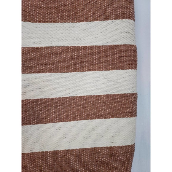 Neiman Marcus Light Brown Cream Striped Woven Tote - Picture 2 of 8